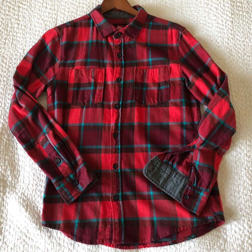 Quiksilver red and grey lined flannel